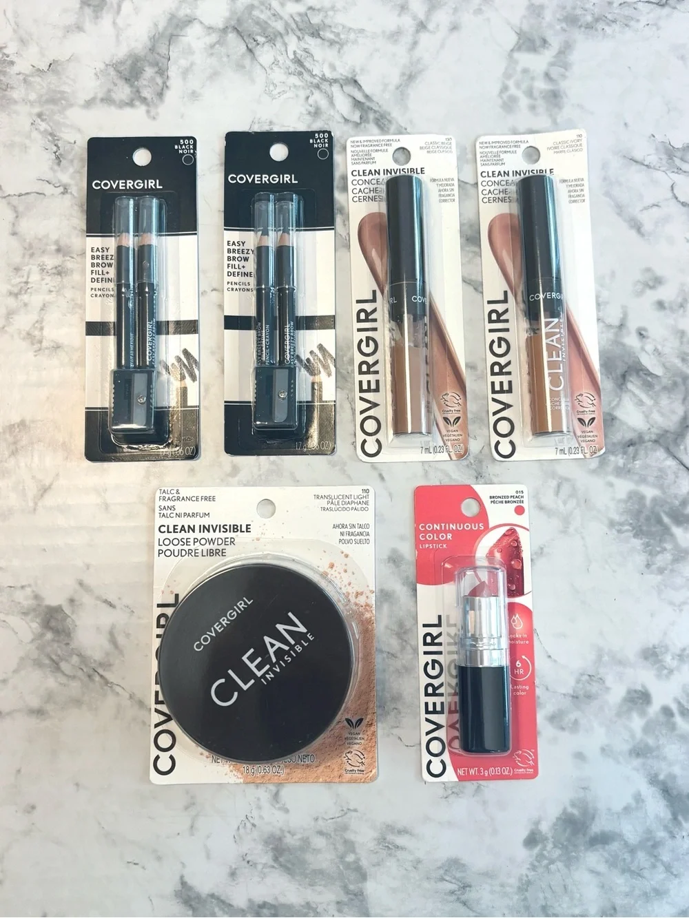 NWT Covergirl Lot of 6 Makeup Items Lipstick Powder Concealer Eyeliner